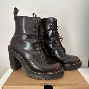 Dr. Martens Kendra Leather Heeled Boot in Arcadia (Cherry Red)